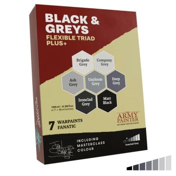 Набір акрилових фарб The Army Painter: Flexible Triad PLUS+: Blacks & Greys